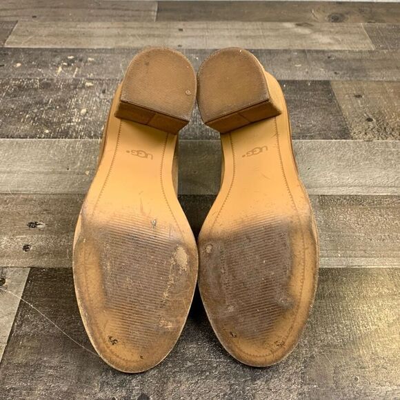 UGG womens 10 Ginger suede peep toe Ankle boot strap heel - Picture 9 of 10